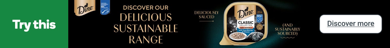 Dine cat food banner ad